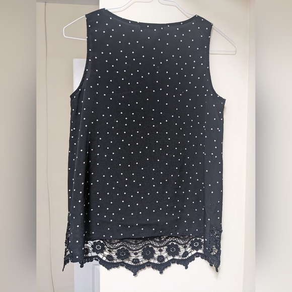 sleeveless polka dot and lace blouse - Picture 2 of 2